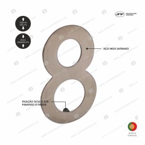 Algarismo/Número Porta 8 Fixação Oculta Aço Inox – 150mm