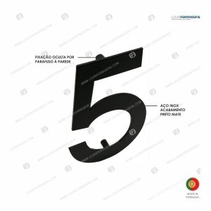 Algarismo/Número Porta 5 Fixação Oculta Preto Mate