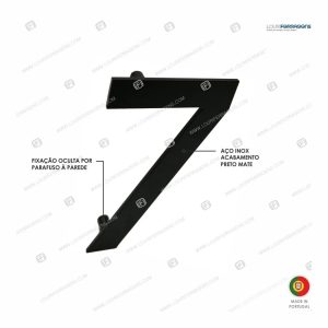 Algarismo/Número Porta 7 Fixação Oculta Preto Mate