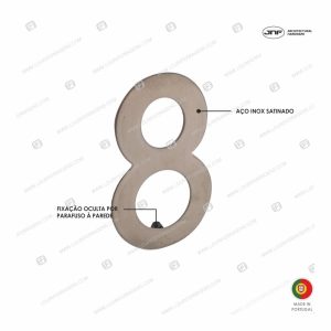 Algarismo/Número Porta 8 Fixação Oculta Aço Inox