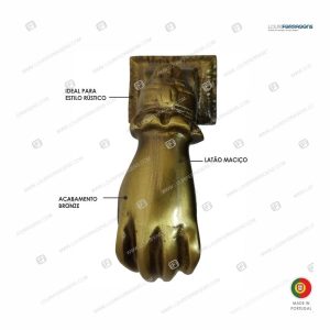 Batente Porta “Mão” Latão Bronze