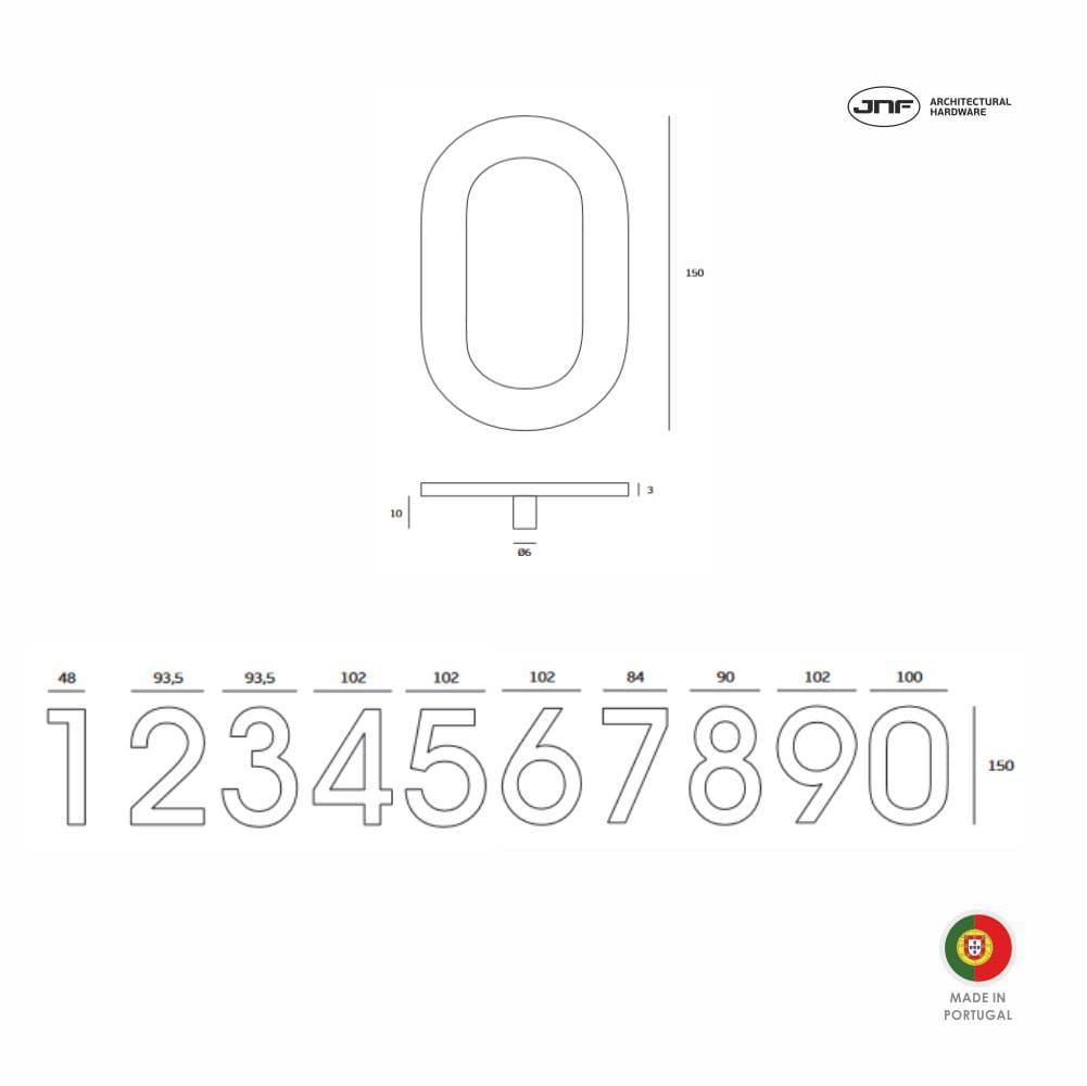 Algarismo/Número Porta 1 Fixação Oculta Aço Inox – 150mm - Image 5