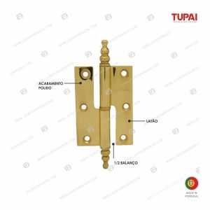 Dobradiça Pirâmide 610×3″ – 1/2 Balanço Polido Brilhante