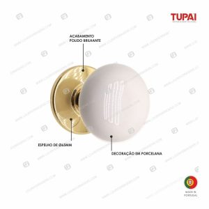 Puxador Porta Porcelana 401/1-1 Polido Brilhante