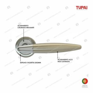 Par Puxador Roseta 2221 Aço Inox + Cromado Brilhante