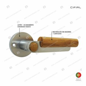 Par Puxador Roseta “Roll Plana” Decoração Madeira Carvalho