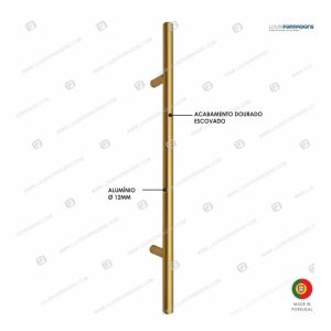 Puxador/Asa Móvel Redonda Ø12mm (300-500mm) Dourado Escovado