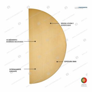 Puxador/Asa Porta Semicírcular Lune 300mm Dourado Escovado