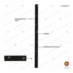 Puxador/Asa Porta Reta/SP 30×16 (400-1000mm) Preto