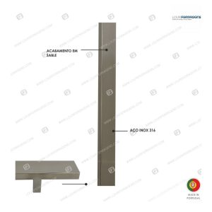 Puxador/Asa Porta Reta 60×20 (1000-2000mm) Aço Inox Polido