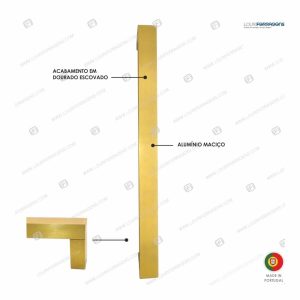Puxador/Asa Porta Reta/PP 30×20 (400-600mm) Dourado Escovado
