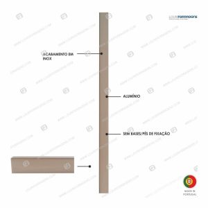 Puxador/Asa Porta Reta/SP 30×16 (400-1000mm) Cor Inox