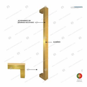 Puxador/Asa Móvel Reta 15×15 (350 a 500mm) Dourado Escovado