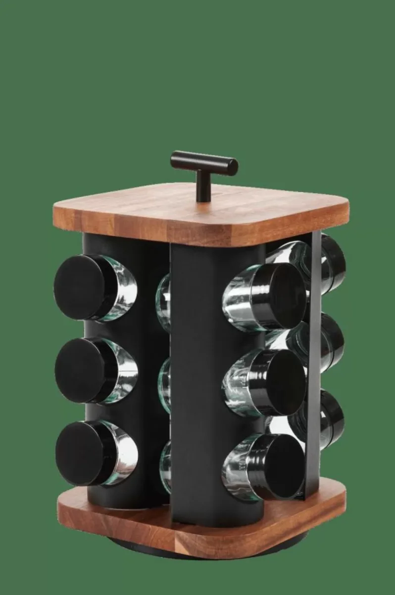 Store CASA ACACIA LUX Carrossel De Especiarias 12 Potes – Virável Preto, Natural - Image 3