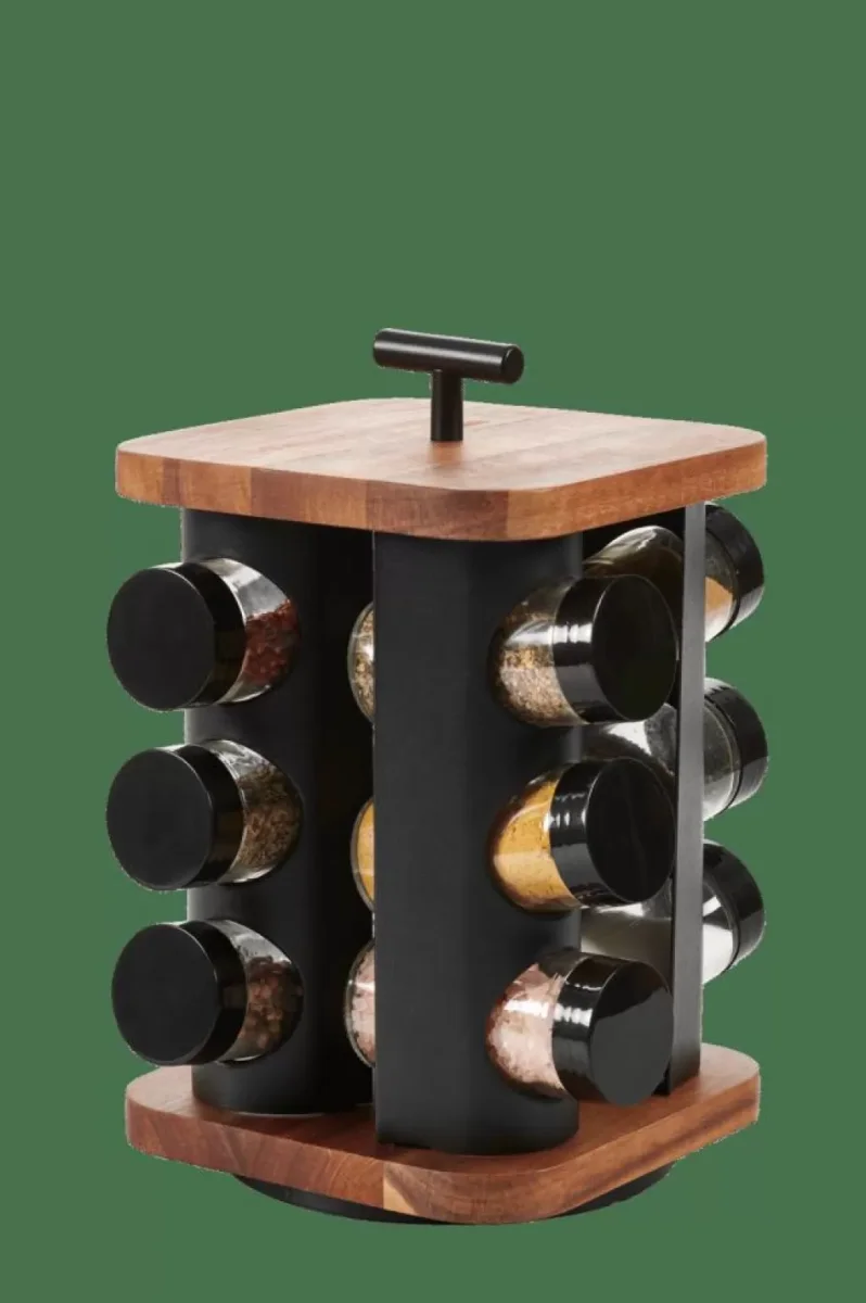Store CASA ACACIA LUX Carrossel De Especiarias 12 Potes – Virável Preto, Natural - Image 4