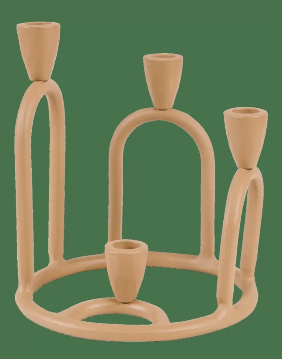 Best Sale CASA RINGS Castiçal Para 4 Velas Castanho Claro - Image 3